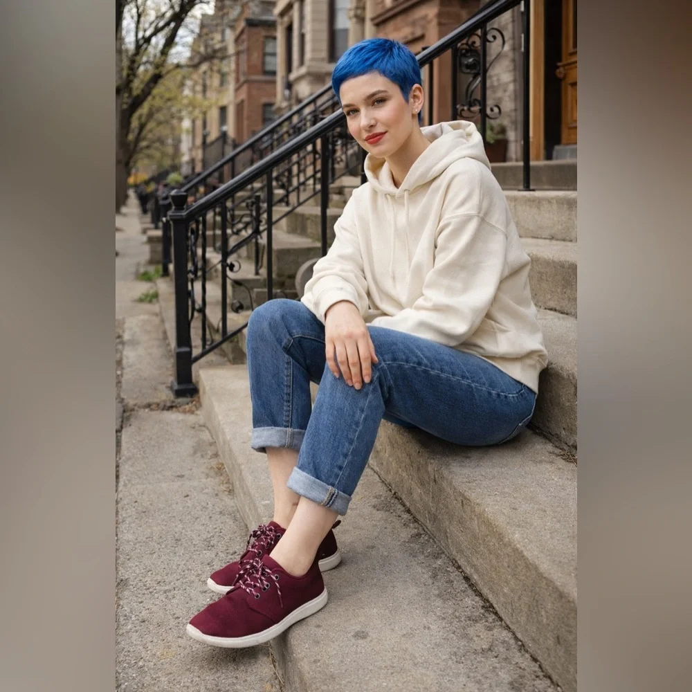 Toms Women’s Size 7 Maroon Burgundy Cherry Cola Red Wine Lace up Canvas Sneakers